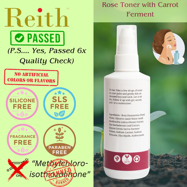 Reith Tone Rich Rose Toner with Carrot Ferment |Neem, Aloe vera, Glycolipid | Organic, Vegan, Natural | 100ml