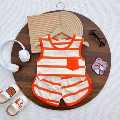 [68] Stripy Sleeveless Play Set (80~120)