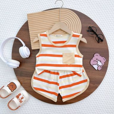 [68] Stripy Sleeveless Play Set (80~120)