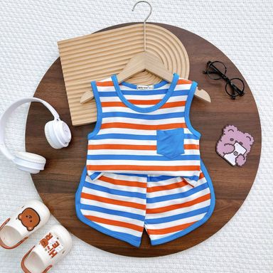 [68] Stripy Sleeveless Play Set (80~120)