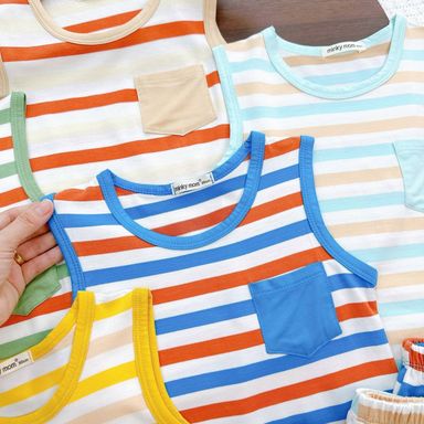 [68] Stripy Sleeveless Play Set (80~120)