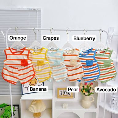 [68] Stripy Sleeveless Play Set (80~120)