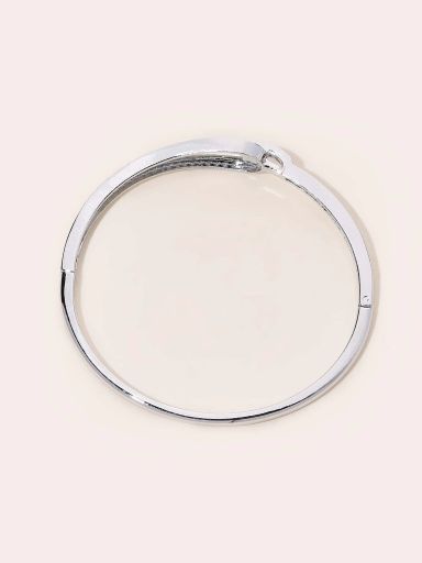 Cubic Zirconia Decor Bangle - Silver