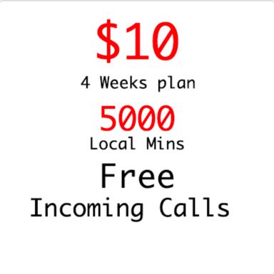 SingTel $10 5000 Local Calls 4-Week Topup Plan