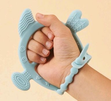 H6. 1pc Baby Teething Bracelet With Multiple Chewable Points, Made Of Safe Silicone, Pacifies And Prevents Chewing On Hand Toy For Babies Aged 3-18 Months