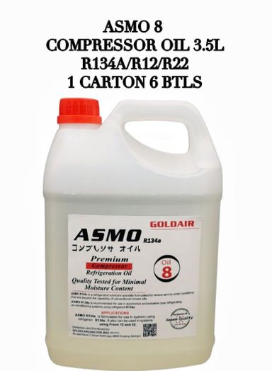 ASMO 8 - COMPRESSOR OIL 3.5L - R134A/R12/R22 (1 CARTON 6 BTLS)