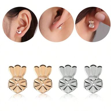 1pair Copper Safe Earring Backs And Lifters For Sagging Earlobes