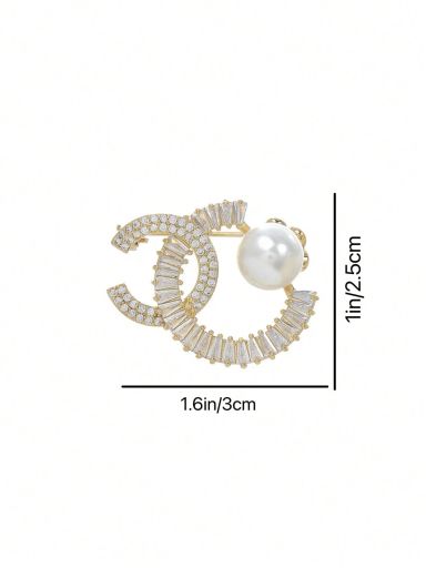 Copper Cubic Zirconia Brooch