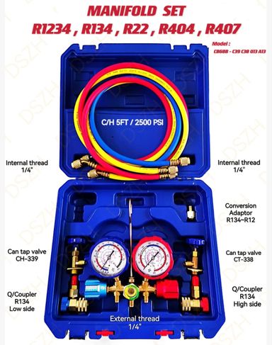 MANIFOLD SET - R1234, R134, R22, R404, R407 (MODEL: CB68B - C39 C38 Q13 A13)