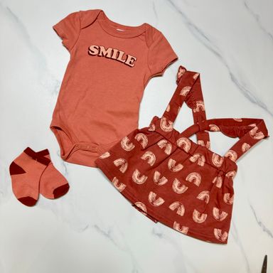 Smile Suspender Skirt 3-Piece Set (3M~18M)