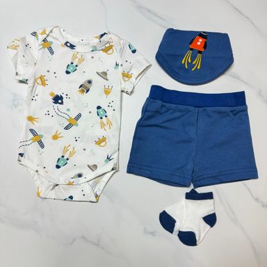 Rocket 4-Piece Short Sleeve Bodysuit Set (3M~12M)