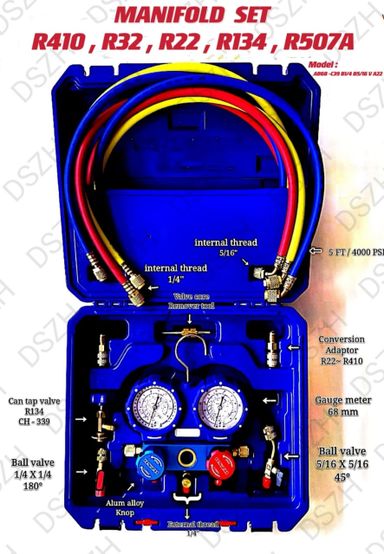 MANIFOLD SET - R410, R32, R22, R134, R507A (MODEL: AB68 - C39 B1/4 B5/16 V A22)