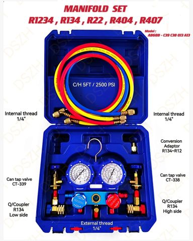 MANIFOLD SET - R1234, R134, R22, R404, R407 (MODEL: AB68B - C39 C38 Q13 A13)