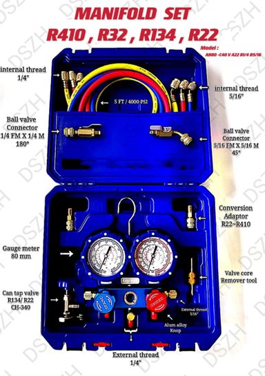 MANIFOLD SET - R410, R32, R134, R22 (MODEL: AB80 - C40 V A22 B1/4 B5/16)