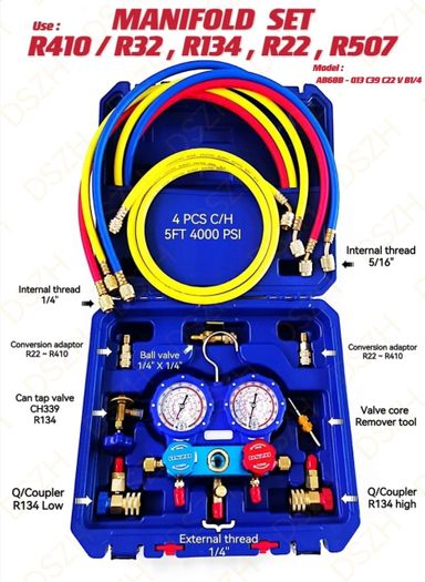 MANIFOLD SET - R410 / R32 , R134 , R22 , R507 (MODEL: AB68B - Q13 C39 C22 V B1/4)