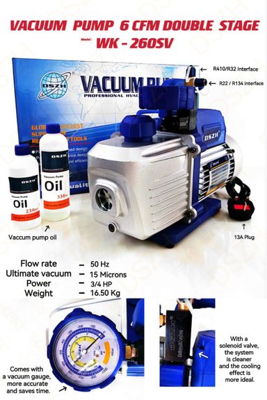 VACUUM PUMP 6 CFM DOUBLE STAGE (MODEL: WK-260SV)