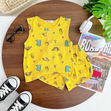 [98] Cartoon Printed Sleeveless Play Set (80~120)