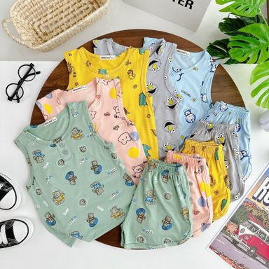 [98] Cartoon Printed Sleeveless Play Set (80~120)