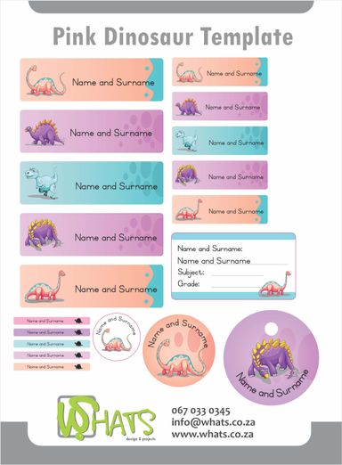 Sticker pack theme - Pink dinosaur template