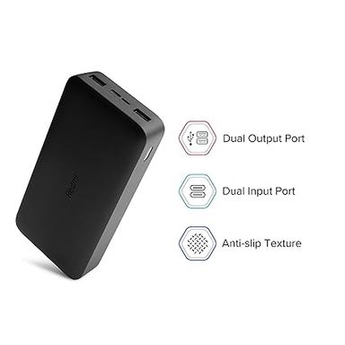 Xiaomi ‎PB200LZM Redmi 20000mAh Li-Polymer Power Bank, USB Type C and Micro USB Ports, 18W Fast Charging, Low Power Mode, Black