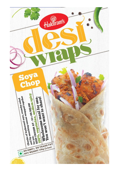 HALDIRAM'S DESI WRAPS SOYA CHOP 156GM