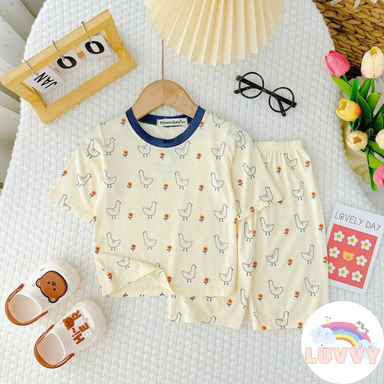 [112] Cute Prints & Florals Short Sleeve 3/4 Pants Set (80~150)