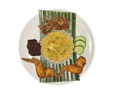 Nasi Lemak with Double Chicken Wings