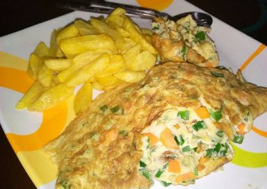 Chips with Fried egg or Omelette