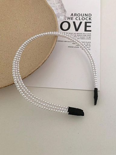 Three Rows Of Pearl Beads Retro Hair Hoop