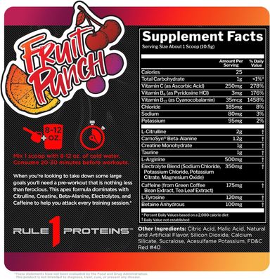 R1 ROAR PRE-WORKOUT FRUIT PUNCH 30 SERVINGS