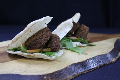 Pita sandwich with falafel and cheese