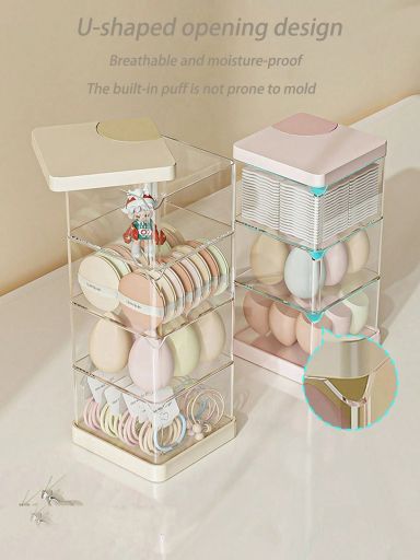 3-Tier Multifunctional Storage Rotating Organizer Box - Pink