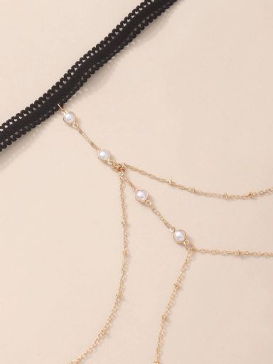 Faux Pearl Decor Thigh Chain