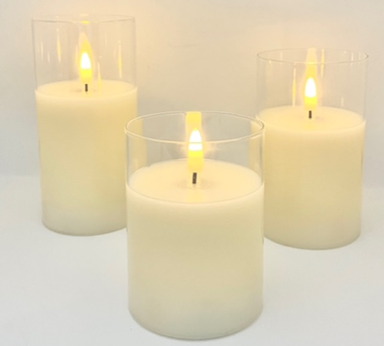 PILLAR GLASS CANDLES FLAMELESS