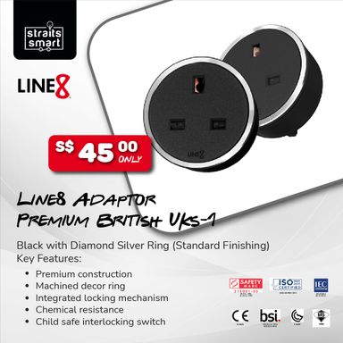 Line8 Premium Adaptor British UKS-1 (Black)