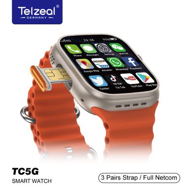 Telzeal TC4G Dual Camera & SIM Support Smartwatch – 3 Straps