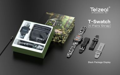 Telzeal T-Swatch with 4 Pairs Strap & Belt Bag with Z66 Pro Smartwatch - Black