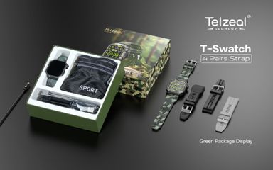 Telzeal T-Swatch with 4 Pairs Strap & Belt Bag with Z66 Pro Smartwatch - Black