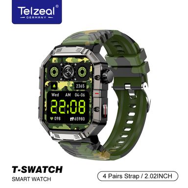 Telzeal T-Swatch with 4 Pairs Strap & Belt Bag with Z66 Pro Smartwatch - Black