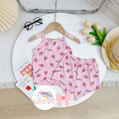 [129] Printed Rib-Knit Cami Play Set (80~110)