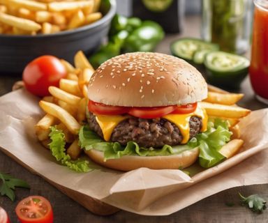 Cheese Burger & Fries (Jalapeno Optional)