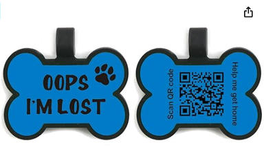 Dog Tag (Bone Shape) - Blue 