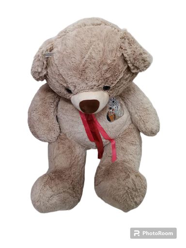 Cuddly Plush Teddy Bear with Red Ribbon