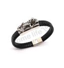 Men's Leather Bracelet / Punk Rock Leather Bracelet - I / J