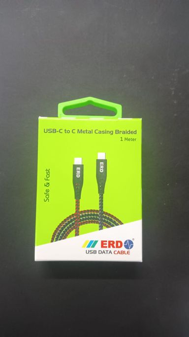 ERD UC-95 USB - C to C Metal Casing Braided Cable 1 Meter Grey/Black