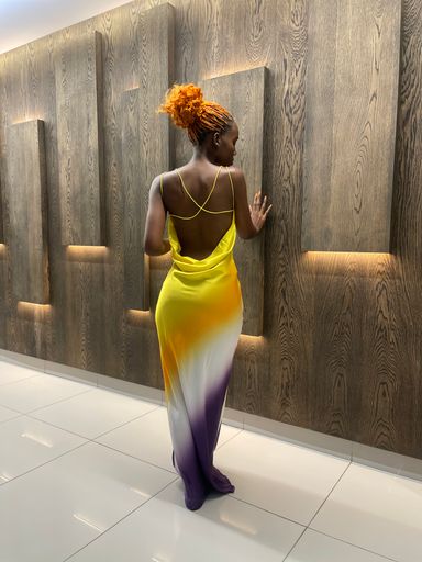 Tropical sunset backless dress