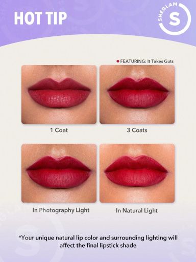 SHEGLAM Dynamatte Boom Long Lasting Matte Lipstick - It Takes Guts