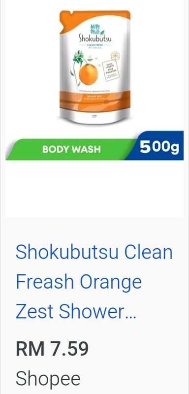 SHOKUBUTSU PACK BODY WASH ORANGE ZEST 500G