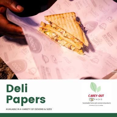 FOOD “TO GO” DELI PAPERS - 12” x 12” / BLUE & WHITE - PACK OF 100 SHEETS 