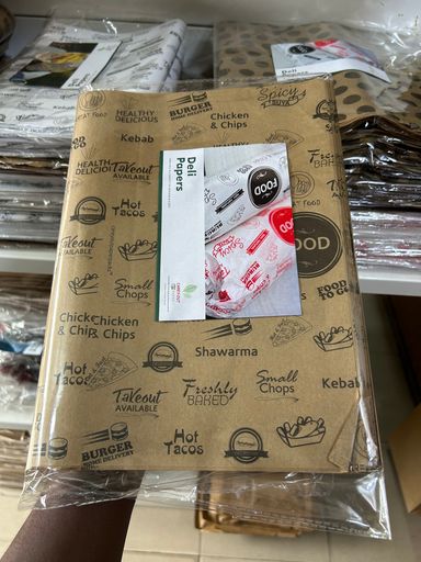 FOOD “TO GO” DELI PAPERS - 17” x 12” / BLACK & BROWN  - PACK OF 100 SHEETS